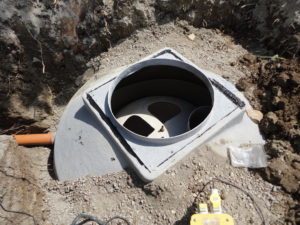 sewage treatment plant installed with concrete backfill