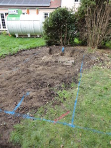 spray paint used to mark position for sewage treatment plant installation