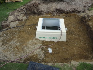sewage treatment plant back filled with concrete