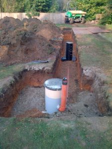 soakaway trenched after the new septic tank installation